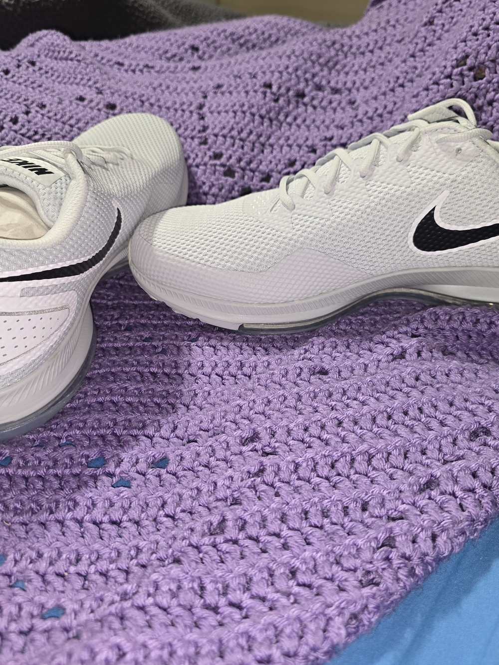 Nike White Running Shoes with Black Swoosh